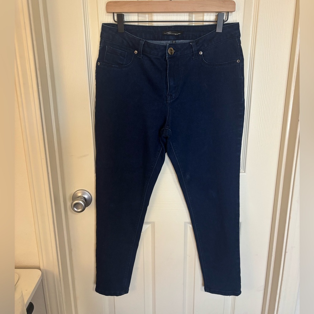 Navy Ankle Jeans — Slim Fit Stretch Denim — Cropped Blue Pants — Size 29 - Picture 2 of 8